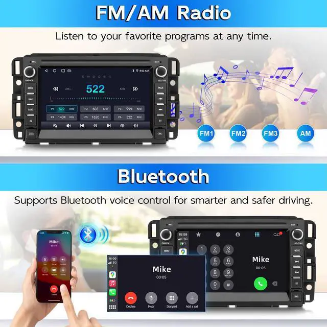 Alt view image 6 of 7 - Car Radio for Chevy Silverado 2007-2013 with Carplay Backup Camera | Radio for Chevy Silverado 1500 Tahoe GMC Sierra Yukon with Carplay Android Auto Backup Camera,2GB 64GB