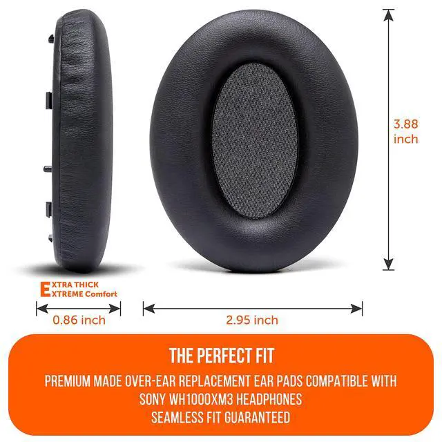 Alt view image 3 of 5 - Wicked Cushions Extra Thick Replacement Earpads Compatible with Sony WH-1000XM3 Headphones - Black