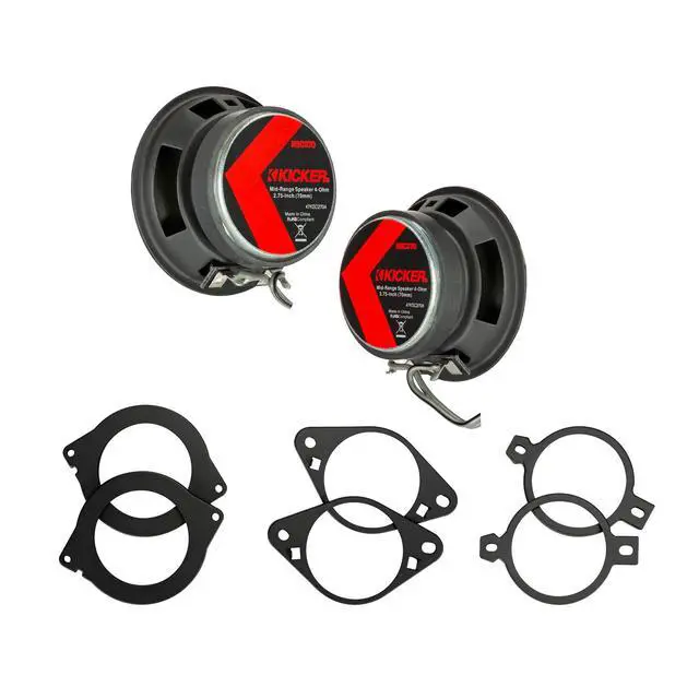 Alt view image 6 of 7 - 47KSC2704 2.75" Mid-Range Speakers, 4ohm with Brackets for Select GM/Chrysler/Subaru/Jeep and Toyota Included
