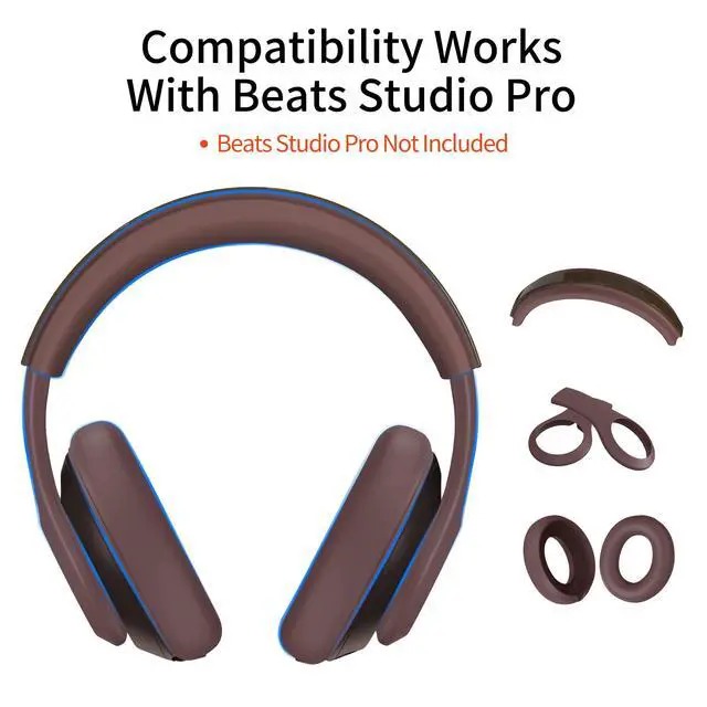 Alt view image 2 of 7 - 3 in 1 Silicone Case for Beats Studio Pro, Anti-Scratch Ear Pad Case Cover Shell Headband Accessories Soft Silicone Skin Protector for Beats Studio Pro (Brown)