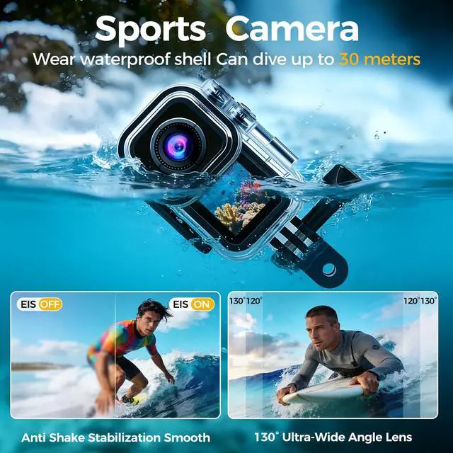 Alt view image 2 of 7 - 4k 60FPS Mini Body Camera,New Upgrade Action Camera With Wifi,High-Definition Image/64GB/Eis Stabilization/30m Waterproof Pov Camera,Sports Cameras For Motorcycle Vlogging Skiing Cycling Hiking
