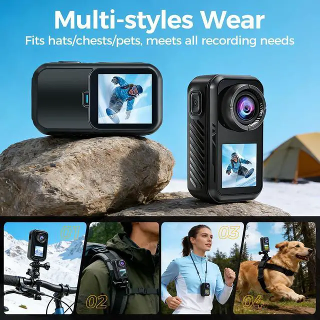 Alt view image 3 of 7 - 4k 60FPS Mini Body Camera,New Upgrade Action Camera With Wifi,High-Definition Image/64GB/Eis Stabilization/30m Waterproof Pov Camera,Sports Cameras For Motorcycle Vlogging Skiing Cycling Hiking