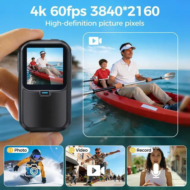 Alt view image 4 of 7 - 4k 60FPS Mini Body Camera,New Upgrade Action Camera With Wifi,High-Definition Image/64GB/Eis Stabilization/30m Waterproof Pov Camera,Sports Cameras For Motorcycle Vlogging Skiing Cycling Hiking