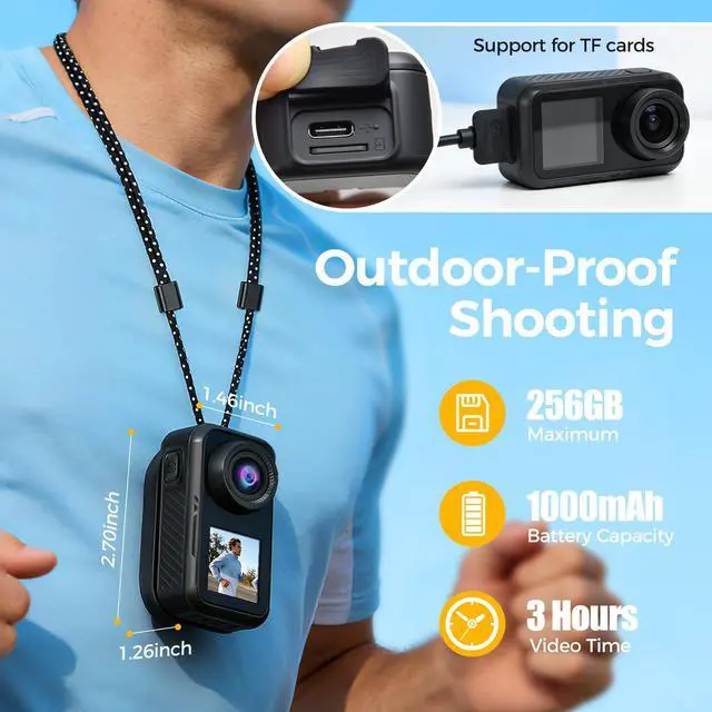Alt view image 5 of 7 - 4k 60FPS Mini Body Camera,New Upgrade Action Camera With Wifi,High-Definition Image/64GB/Eis Stabilization/30m Waterproof Pov Camera,Sports Cameras For Motorcycle Vlogging Skiing Cycling Hiking
