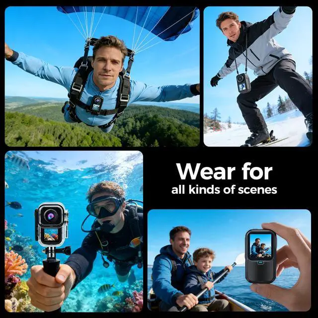Alt view image 6 of 7 - 4k 60FPS Mini Body Camera,New Upgrade Action Camera With Wifi,High-Definition Image/64GB/Eis Stabilization/30m Waterproof Pov Camera,Sports Cameras For Motorcycle Vlogging Skiing Cycling Hiking