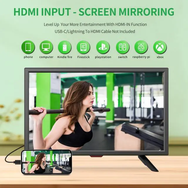 Alt view image 5 of 7 - TV 20 inch,Full Viewing Angles 1080P HD,Small Kitchen Wall-Mounted Digital TV-HDMI/USB Ports-Dual Power DC-12V& AC Adapter Inputs for Your Caravan&Bedroom