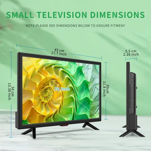 Alt view image 4 of 7 - TV 20 inch,Full Viewing Angles 1080P HD,Small Kitchen Wall-Mounted Digital TV-HDMI/USB Ports-Dual Power DC-12V& AC Adapter Inputs for Your Caravan&Bedroom