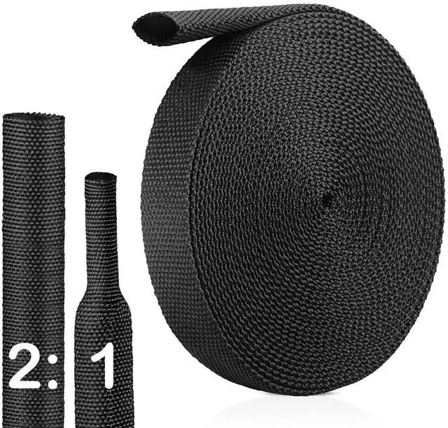 Main image of 2:1 Heat Shrink Wire Loom Braided Cable Sleeves,Heat Resistant Fabric Woven Shrink Tubing Wiring Harness for Protection Automotive,Harness Cable,Cable Management (1/2"-25ft)
