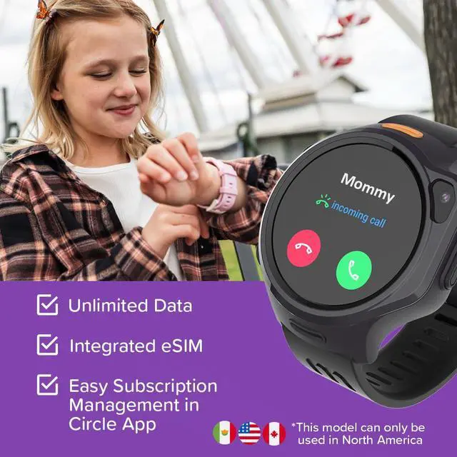 Alt view image 4 of 7 - Kids Smart Watch 4G LTE with GPS Tracker & Video Calling, R2 eSIM Phone Watch for Boys Girls Ages 5-12, SOS Smartwatch with Parental Control, Birthday Gift with 1.3" AMOLED Display(US Version)
