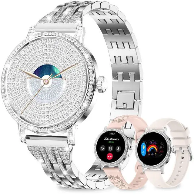 Main image of Smart Watches for Women:1.27" HD Smart Watch Bluetooth Calls,3 Bands,BP/Sleep/Steps,120+ Sports Fitness Tracker Android&iOS (Silver)