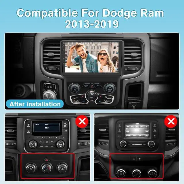 Alt view image 2 of 7 - Car Radio for Dodge Ram 1500 2500 2013-2019 CarPlay/Android Auto | 5G WiFi GPS DSP RDS,9" HD IPS Display Support Cargo Rearview BT 5.0 AM/FM Auto AC 2GB+32GB