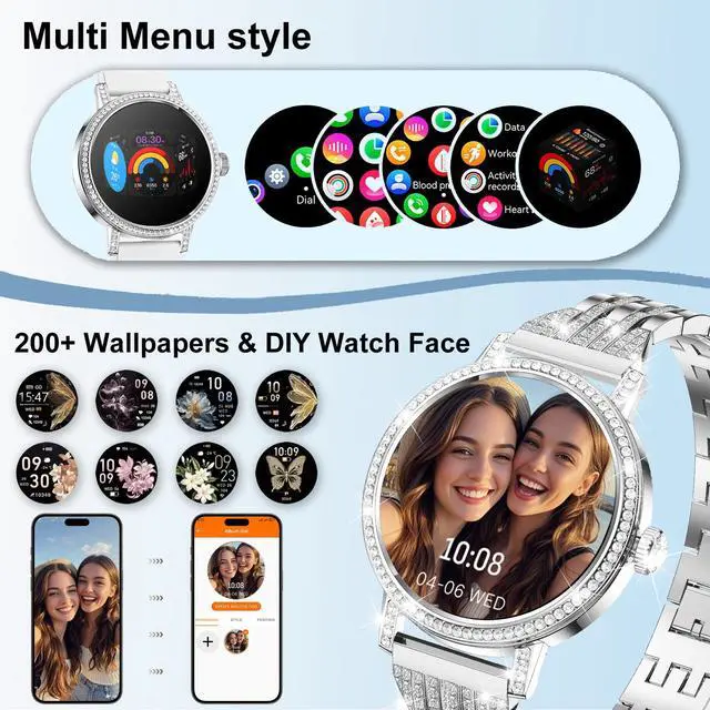 Alt view image 5 of 7 - Smart Watches for Women:1.27" HD Smart Watch Bluetooth Calls,3 Bands,BP/Sleep/Steps,120+ Sports Fitness Tracker Android&iOS (Silver)