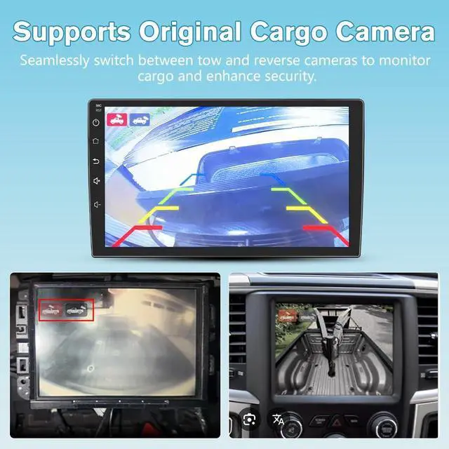 Alt view image 4 of 7 - Car Radio for Dodge Ram 1500 2500 2013-2019 CarPlay/Android Auto | 5G WiFi GPS DSP RDS,9" HD IPS Display Support Cargo Rearview BT 5.0 AM/FM Auto AC 2GB+32GB