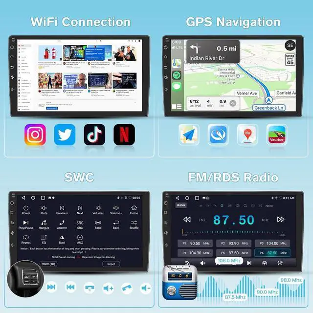 Alt view image 7 of 7 - Car Radio for Dodge Ram 1500 2500 2013-2019 CarPlay/Android Auto | 5G WiFi GPS DSP RDS,9" HD IPS Display Support Cargo Rearview BT 5.0 AM/FM Auto AC 2GB+32GB