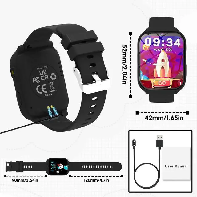 Alt view image 7 of 7 - Smart Watch for Kids,1.83" DIY Dial Fitness Tracker No Phone/APP Needed,18 Games&Camera IP68 Calorie Step Counter,Sleep Monitor,Alarm,Flashlight Great Christmas Birthday Gift for Boys Girls (Black)