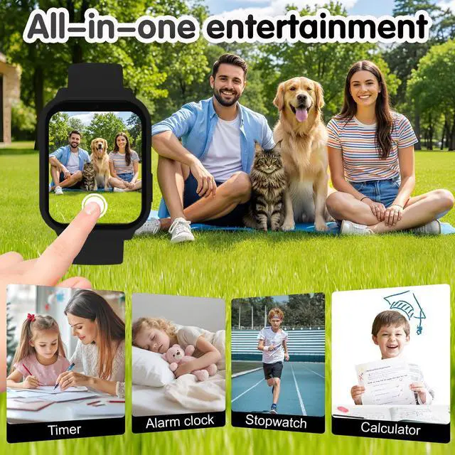 Alt view image 5 of 7 - Smart Watch for Kids,1.83" DIY Dial Fitness Tracker No Phone/APP Needed,18 Games&Camera IP68 Calorie Step Counter,Sleep Monitor,Alarm,Flashlight Great Christmas Birthday Gift for Boys Girls (Black)