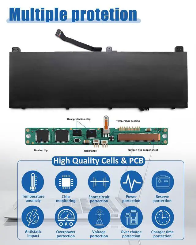Alt view image 6 of 7 - L22M4PA1 L22C4PA1 L22D4PA1 71Wh Battery Replacement for Lenovo Yoga 7 14ARP8 14IRL8 16IRL8 16ARP8 Yoga 7 2-in-1 14IML9 14AHP9 16IML9 16AHP9 Series 4623mAh 15.36V 4-Cell