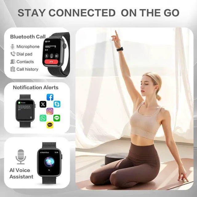Alt view image 6 of 7 - Black Smart Watch for Men, 1.9" AMOLED AOD, DA GPT AI, Magnetic Band, Blood Pressure/SpO2 Monitor, 24/7 Heart Rate/Sleep, IP68 Waterproof Fitness Tracker, Tech Gift, iOS Android
