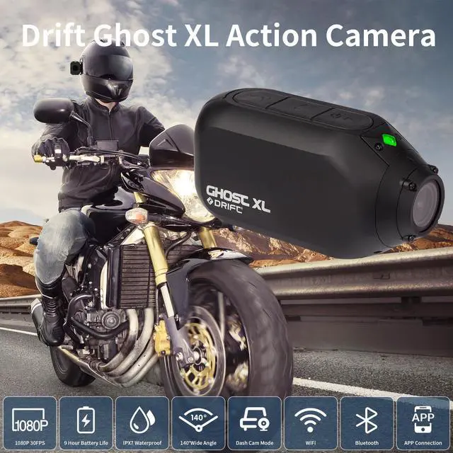 Alt view image 2 of 7 - Drift Ghost XL 9 Hour Battery Action Camera, 1080P IPX7 Waterproof Helmet Camera, WiFi Remote Control Sport Cameras Wearable for Vlog Motorcycle Bicycle Cam
