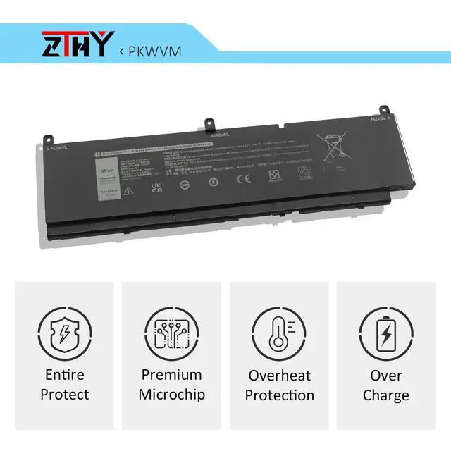 Alt view image 4 of 6 - 95Wh PKWVM Battery Replacement for Dell Precision 7550 7560 7750 7760 | P44E P93F P44E001 P44E002 P93F001 P93F002 C903V 17C06 0CR72X 0447VR 068N03 453-BBCQ Laptop Battery 11.4V 6-Cell