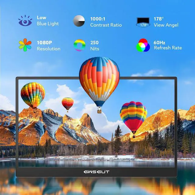 Alt view image 2 of 7 - Portable Monitor Touchscreen 15.6'' FHD 1080P USB-C HDMI Ultra-Slim Gaming Display, Built-in Stand Speakers HDR IPS,for Laptop PC Mac Phone PS4/5 Travel Monitors (1080p Touchscreen, 15.6")