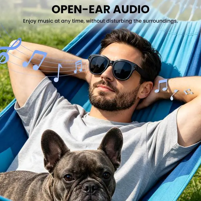 Alt view image 6 of 6 - AI Smart Glasses Polarized Sunglasses, 290mAh Battery, Bluetooth Calling, HD Camera with Video Recording, Dual Mic, Real-Time Translation & Object Recognition for Travel & MeetingsBlack