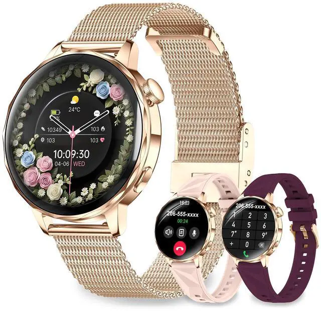 Main image of Smart Watches for Women, 1.27'' Smartwatches (Answer/Make Calls) Compatible with iPhone/Android Phones, IP68 Waterproof Fitness Tracker Watch with Sleep Monitor,100+ Sports Modes (Rose Gold)