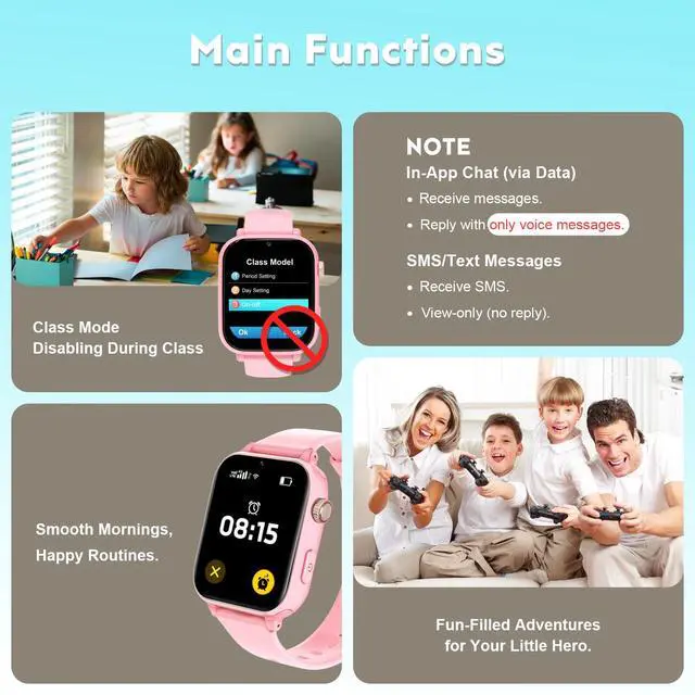 Alt view image 4 of 7 - 4G Kids Smart Watch for Boys Girls with GPS Tracker, Kid Smartwatch Phone Call SOS Video Call for Kids Birthday Gift Ages 4-12