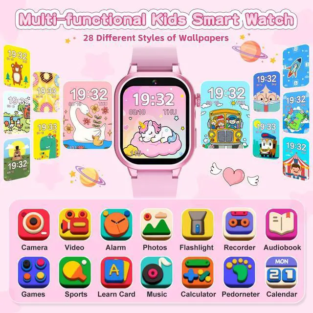 Alt view image 2 of 7 - Smart Watch for Girls - Kids Watch with 39 Games, Built-in Camera, Video Recorder, Alarm, Calculator, Pedometer & Various Wallpapers Toys for Ages 4-12 Years Old Birthday