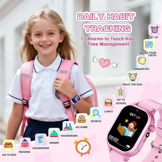 Alt view image 6 of 7 - Smart Watch for Girls - Kids Watch with 39 Games, Built-in Camera, Video Recorder, Alarm, Calculator, Pedometer & Various Wallpapers Toys for Ages 4-12 Years Old Birthday