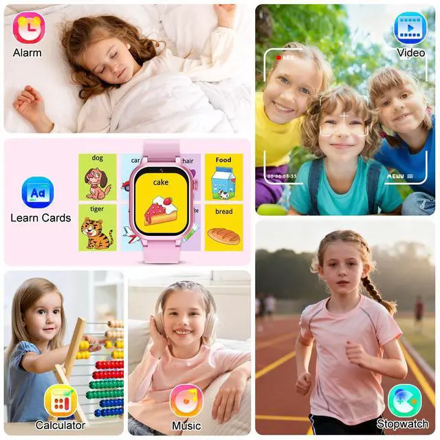 Alt view image 7 of 7 - Smart Watch for Girls - Kids Watch with 39 Games, Built-in Camera, Video Recorder, Alarm, Calculator, Pedometer & Various Wallpapers Toys for Ages 4-12 Years Old Birthday