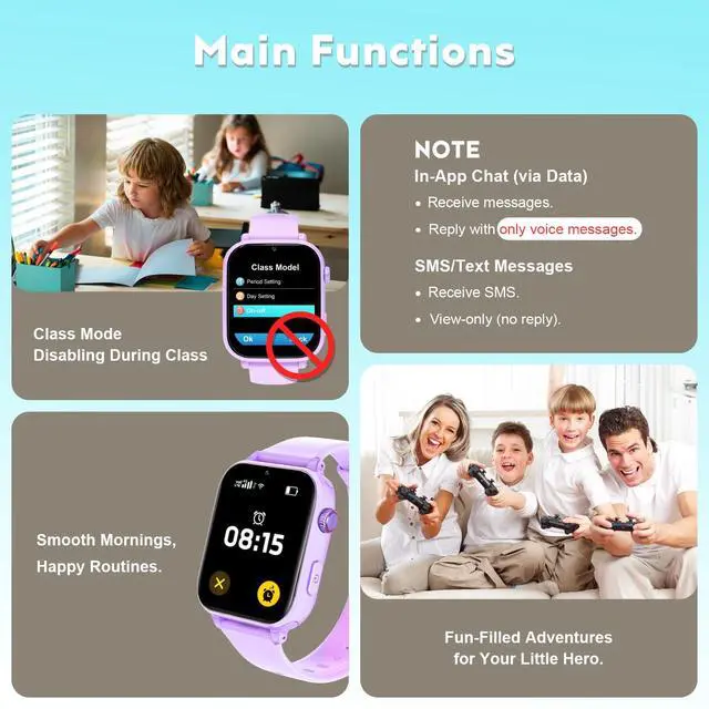 Alt view image 4 of 7 - 4G Kids Smart Watch with GPS Tracker for Boys Girls SOS Video Call