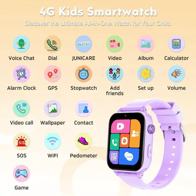 Alt view image 5 of 7 - 4G Kids Smart Watch with GPS Tracker for Boys Girls SOS Video Call