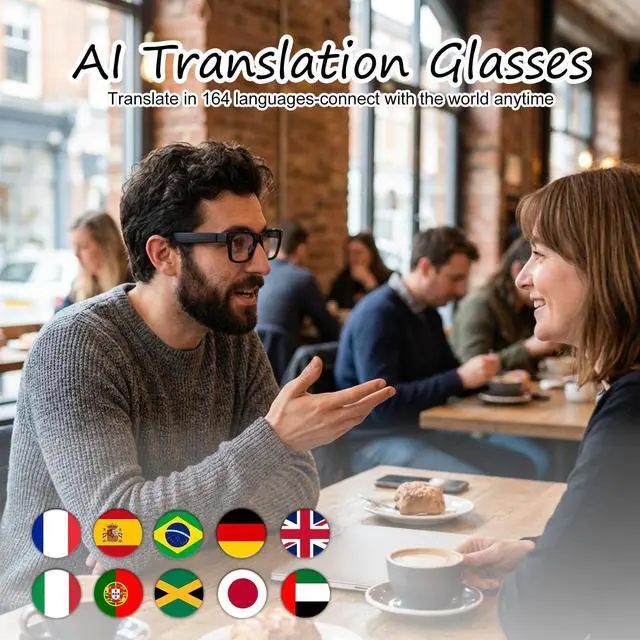 Alt view image 4 of 7 - AI Smart Glasses with Color-Change Lenses Bluetooth Glasses for Men Women with Translation 160+Languages Voice Assistant Translator Glass for Meeting,Travel
