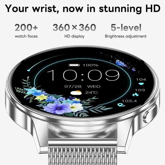 Alt view image 6 of 7 - Smart Watch for Women, 1.27" HD Touchscreen Smartwatch with Bluetooth Call & Text Notification, 130+ Sport Modes, IP68 Waterproof Fitness Tracker with Heart Rate/Sleep Monitor, 3 Bands