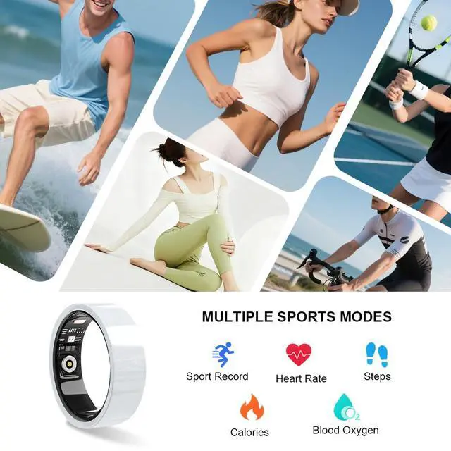 Alt view image 7 of 7 - Smart Ring for Women Men Without Subscription Ceramic Design Health Tracking smart Ring for Sleep, Heart Rate, Stress & Activity Tracking (White, 9)