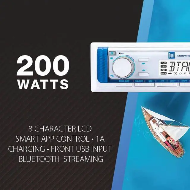 Alt view image 3 of 7 - MXP154SG Marine Stereo with 4 6.5" Speakers & Splashguard | Complete boat audio kit, four 6.5" marine speakers, splashguard & antenna included, Bluetooth, USB with 2.1A fast charging