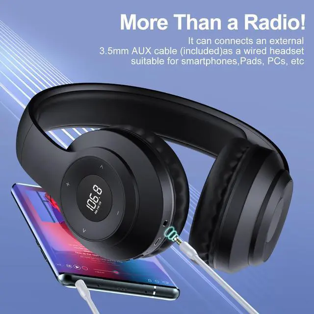 Alt view image 6 of 7 - X5 AM FM Radio Headphones, Rechargeable Portable Radio Headset for Mowing | Excellent am fm Reception, Preset, Long Battery Life, Soft radio Ear Muffs for Jogging, Cycling, Meeting, Church