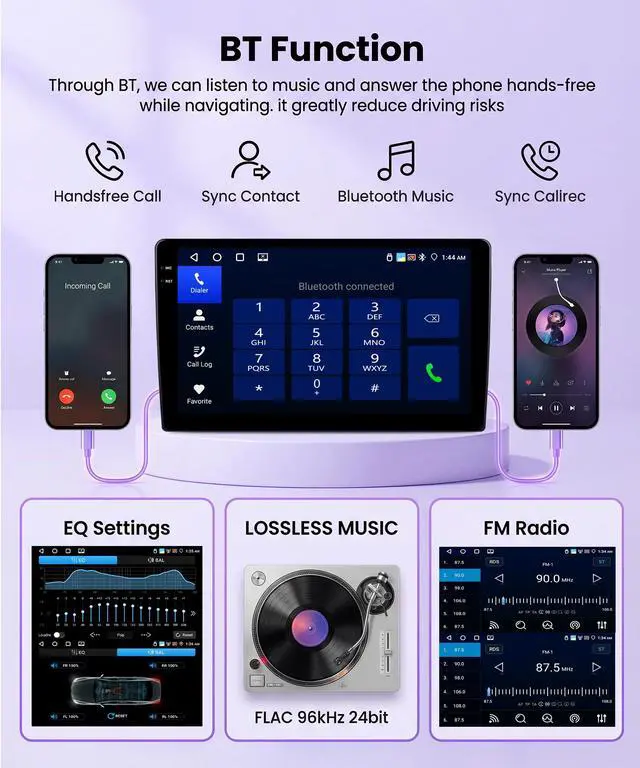 Alt view image 6 of 7 - 4 Core 4G+64G Android 15 Car Stereo for Honda Odyssey 2005-2010, 10.1" Touchscreen Radio with Wireless CarPlay Android Auto, GPS WiFi Bluetooth FM/RDS SWC Backup Camera