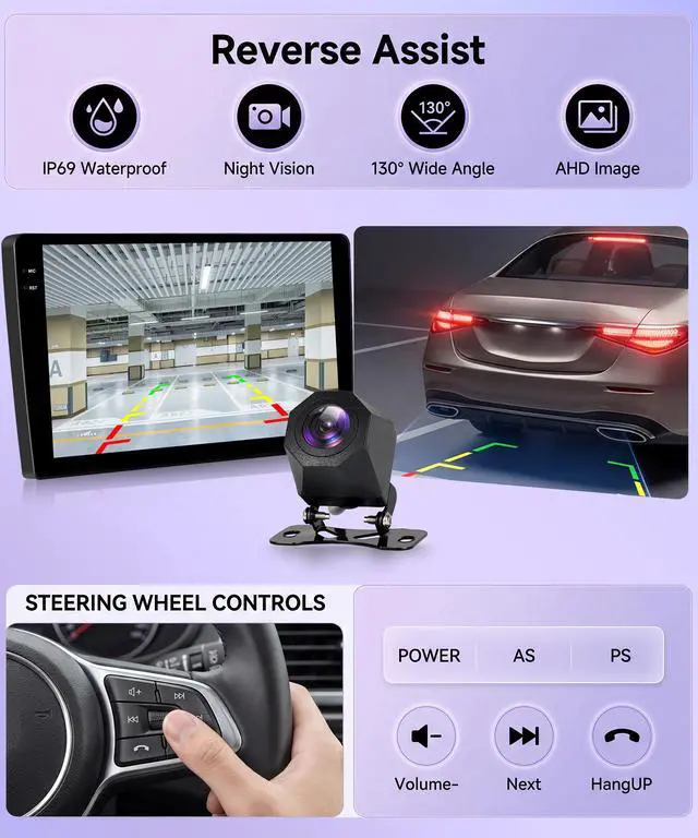 Alt view image 7 of 7 - 4 Core 4G+64G Android 15 Car Stereo for Honda Odyssey 2005-2010, 10.1" Touchscreen Radio with Wireless CarPlay Android Auto, GPS WiFi Bluetooth FM/RDS SWC Backup Camera