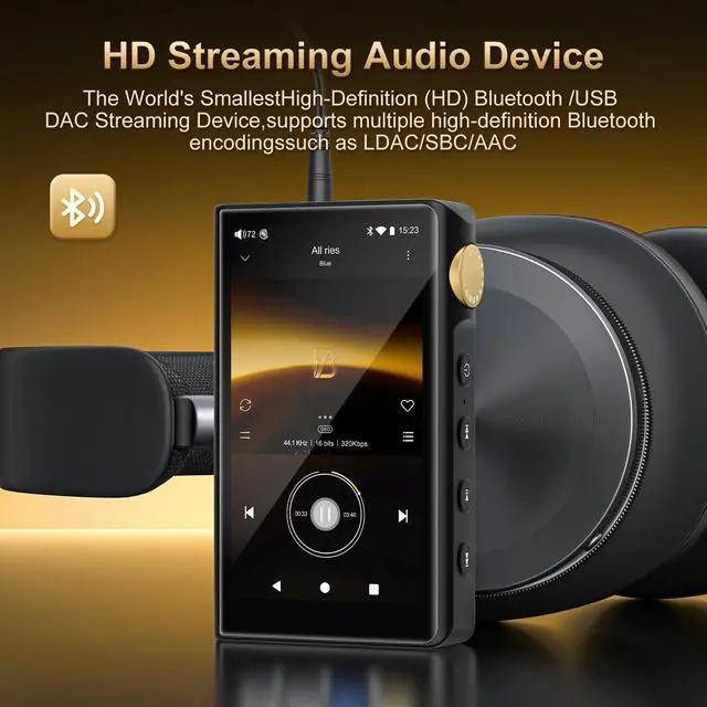 Alt view image 4 of 7 - 96GB HiFi MP3 Player with Bluetooth and WiFi, Lossless HiFi Audio Player, DSD256/FLAC/ALAC Lossless Format Support, Built-in 64GB Memory, Expandable Up to 512GB