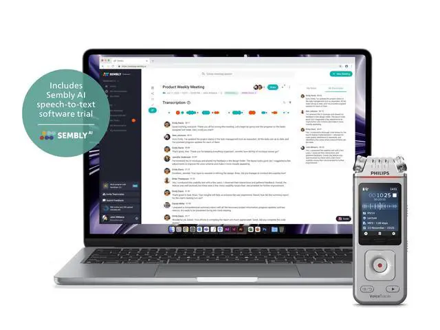 Alt view image 5 of 7 - VoiceTracer DVT4115 Digital Voice Recorder, Audio Recorder with Sembly AI Speech-to-Text Trial for Meetings, Lectures & Interviews