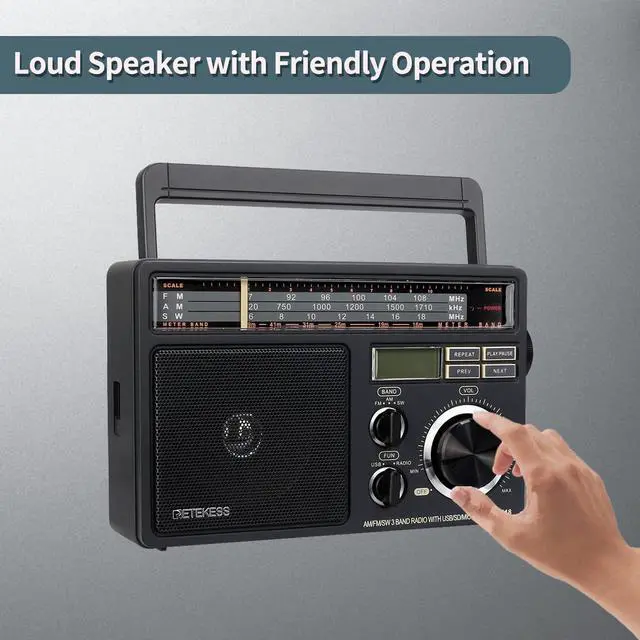 Alt view image 4 of 7 - TR618 AM FM Radio Plug in Wall, Portable Shortwave Radios (Black) | for Home, Kitchen,Drive in,SD/Micro SD, USB Flash Drive, Best Reception