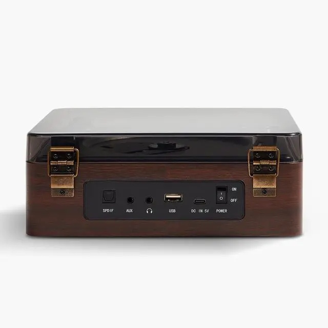 Alt view image 6 of 7 - Y11 Retro CD Player for Home, Bluetooth Portable Player Speakers | Retro wooden CD Player,Rechargeable Portable,Dual HiFi Speakers, USB/AUX Input, RGB Light,Music Lover