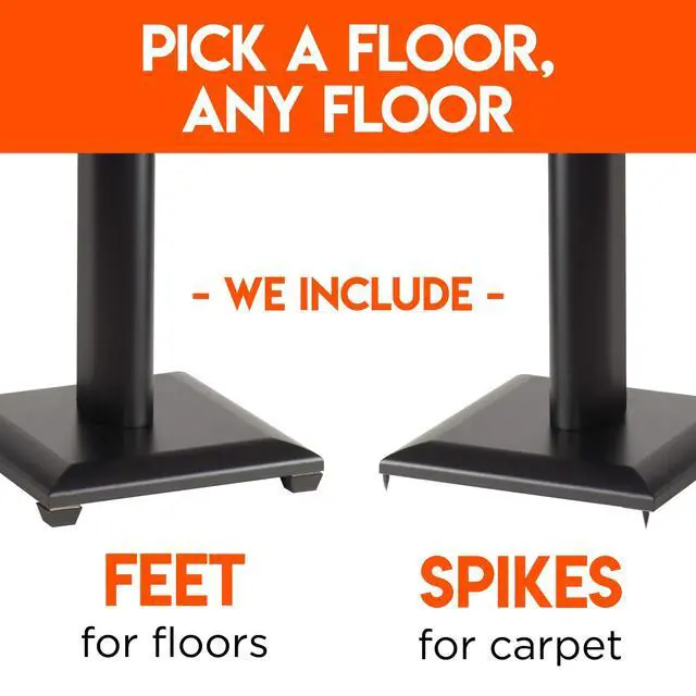 Alt view image 5 of 7 - Premium Universal Floor Speaker Stands - Vibration-Absorbing MDF Design Works with Edifier, Polk, & Other Bookshelf Speakers Or Studio Monitors - Includes Sound Iso Pads & Carpet Spikes
