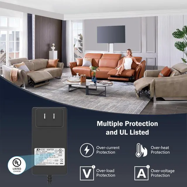Alt view image 3 of 5 - Recliner Power Supply, Model KDDY008F Kaidi AC/DC Switching Power Supply Transformer 29V 2A Adaptor for Lift Chair or Power Recliner Limoss Okin