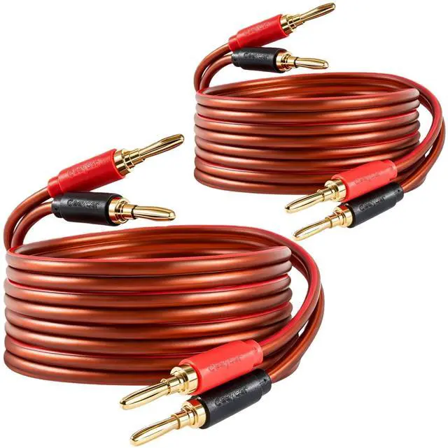 Main image of Speaker Wire with Banana Plugs,14 Gauge Speaker Cables, Oxygen-Free Copper(OFC)2 Pack/6.6Feet