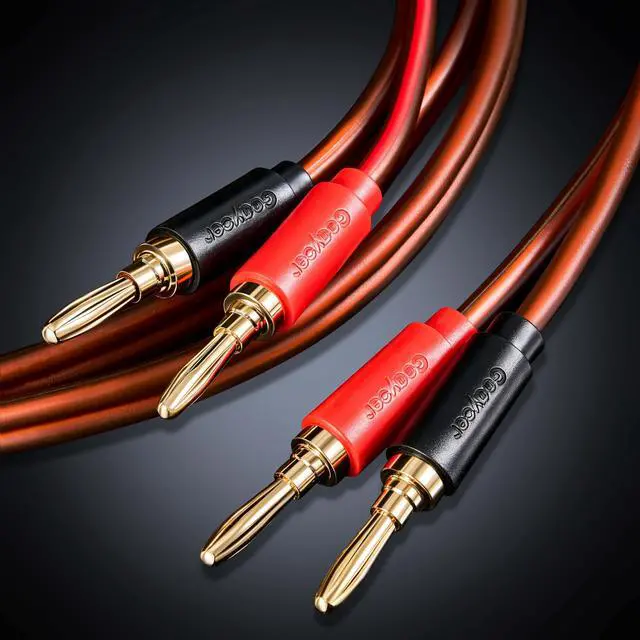 Alt view image 2 of 6 - Speaker Wire with Banana Plugs,14 Gauge Speaker Cables, Oxygen-Free Copper(OFC)2 Pack/6.6Feet