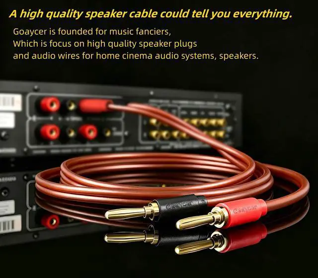 Alt view image 5 of 6 - Speaker Wire with Banana Plugs,14 Gauge Speaker Cables, Oxygen-Free Copper(OFC)2 Pack/6.6Feet