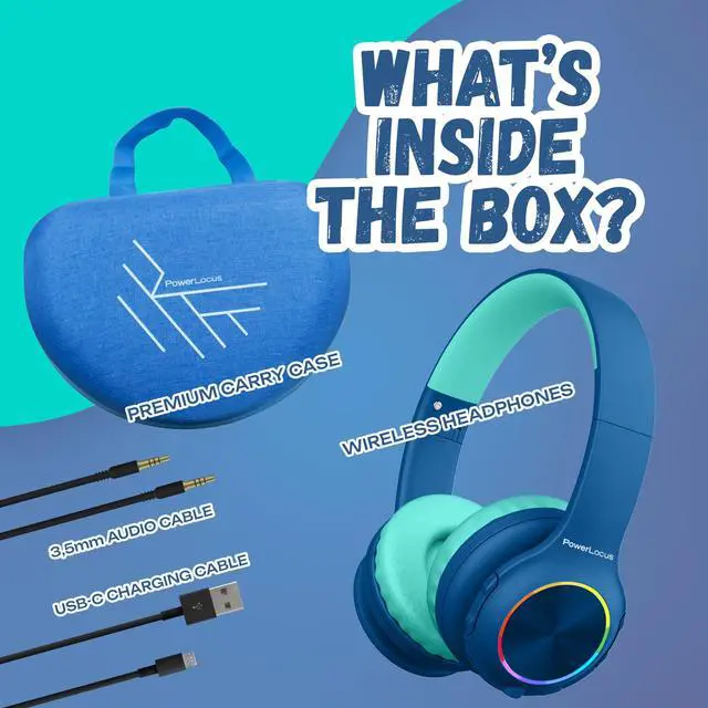 Alt view image 7 of 7 - PLED Kids Bluetooth Headphones, Kids Wireless Headphones with LED Lights, 74/85/94dB Safe Volume, Micro SD, AUX Cable, Hi-Fi Stereo, Built-in Mic Over Ear Kid Headphone for Travel/Tablet/PC